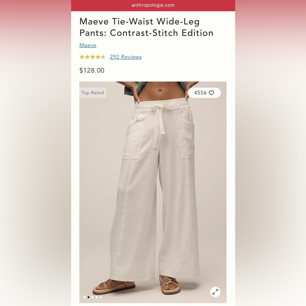 Maeve White Wide Leg Pants with Tie-Waist: Contrast-Stitch Edition (Gray/Purple)